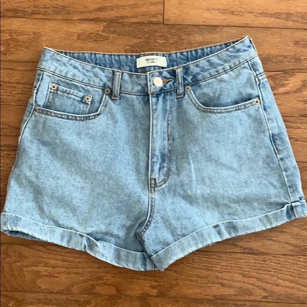 Forever 21 Light High Waisted Jean Shorts